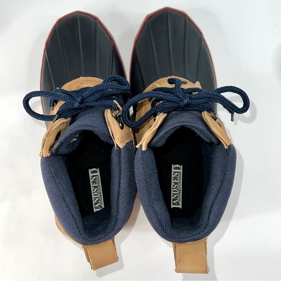 Land’s End Leather Duck Boots Thinsulate Women's Size 9 Blue Tan NICE! (READ**) - Picture 15 of 16